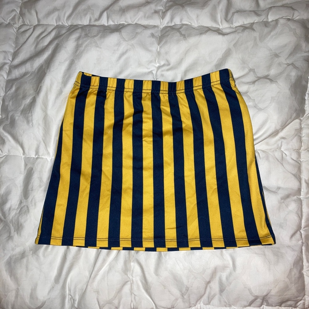 Maze and blue striped body con skirt umich game day